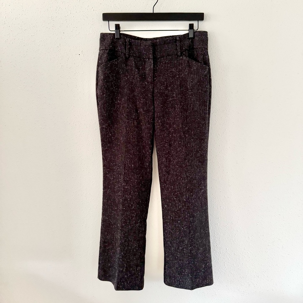 NY&Co Tweed Mid-Rise Straight Leg Trouser Pants Women's 6 Petite Brown-Grey 6P